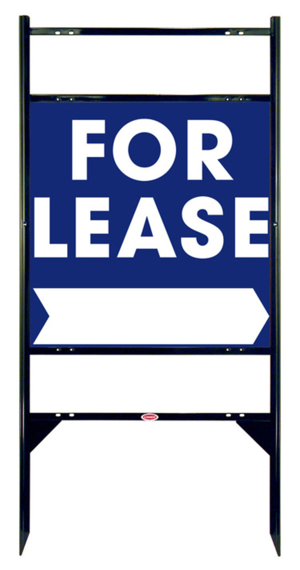 For Lease Angle Iron Sign Units with Large, Bold Text, 2 Rider Inserts, 24h X 24w, Black